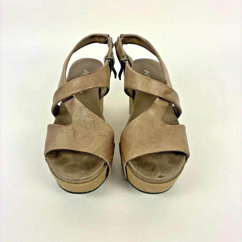 Antelope H43 Kaya Women's Metallic Taupe Leather Wedge Sandal EU 37 US 6.5